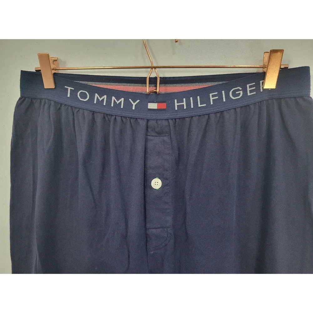 Tommy Hilfiger Logo Waistband Mens Navy Blue Cotton Sleepwear Pajama Pants‎ XL
